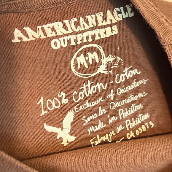 American Eagle “Next LIE TO ME” Graphic Tee – Brown/Blue – Size M - Picture 2 of 3